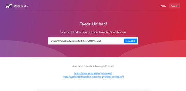 rssunify agrégateur de flux rss