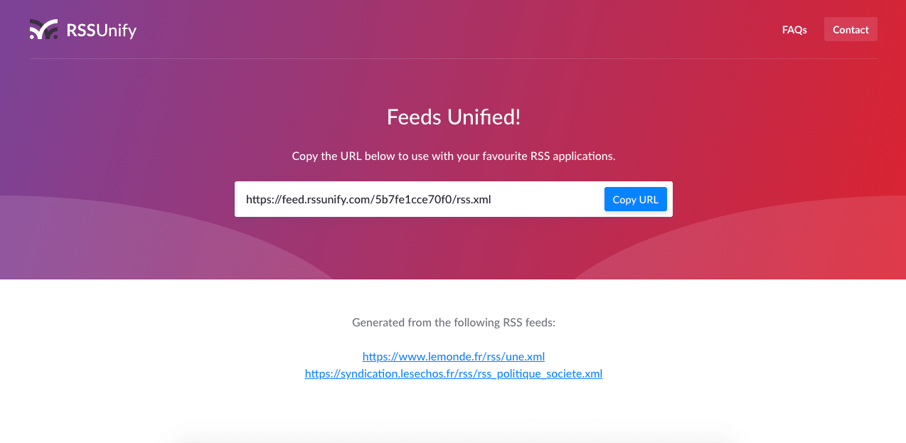 rssunify agrégateur de flux rss