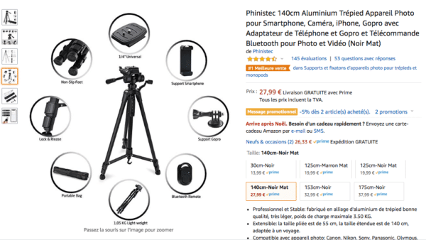 support de caméra phinistec