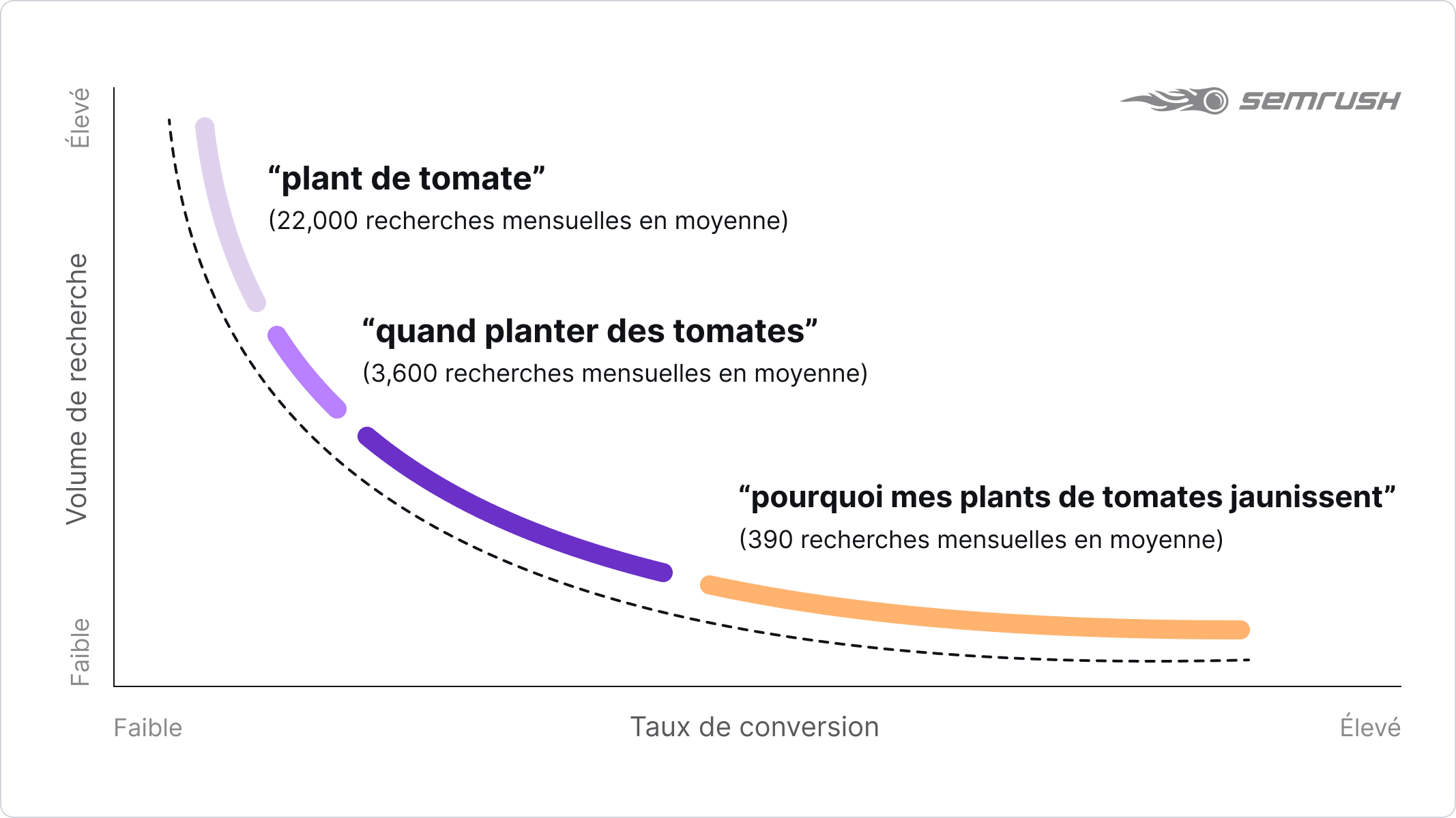 Shema principe de longue traîne par SEMrush