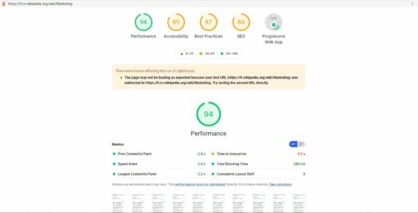 Google Lighthouse audite
