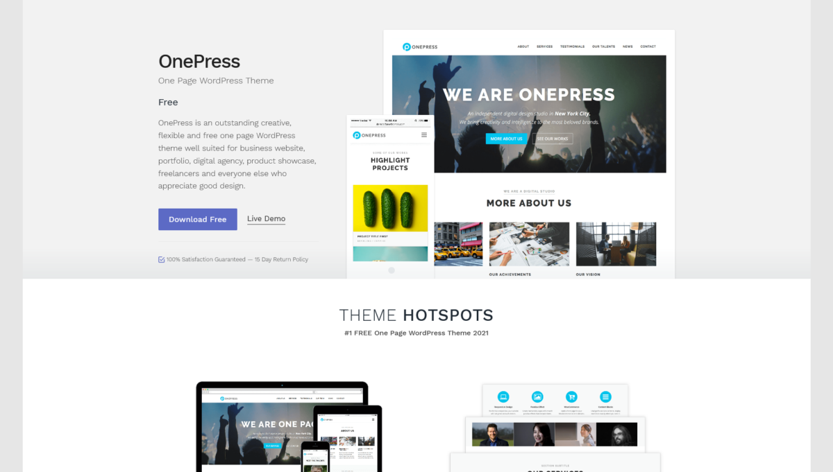 OnePress thème WordPress template